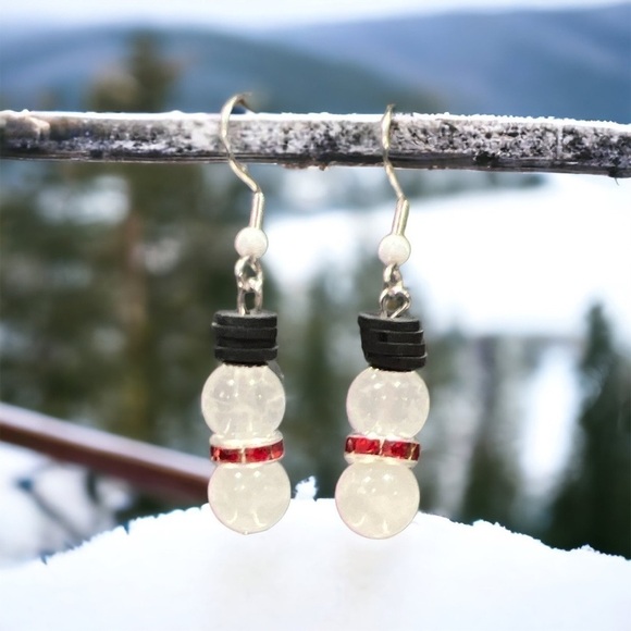 QUARTZ SNOWMAN DROP EARRINGS - Picture 2 of 3
